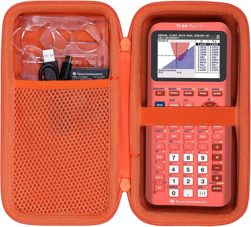 Co2Crea Carrying Case for Texas Instruments TI-84 Plus CE Python Enhanced/TI-84/TI-Nspire CX II CAS/TI-Nspire CX II/TI-83 Plus/TI-89 Titanium/TI-85/TI-86 Color Graphing Calculator, Metallic Coral Case - Image 1